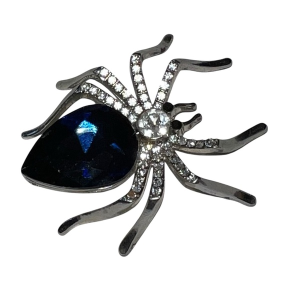 Vintage Jewelry - Vintage Rhinestone Spider Silver Tone